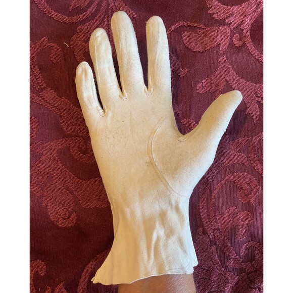 Suede Leather Gloves Vintage Ivory Cream Size Small Made in England - Picture 4 of 9